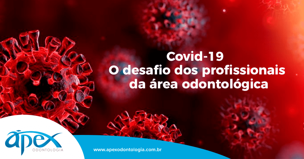Ao fundo da imagem há ilustrações do vírus do coronavírus.